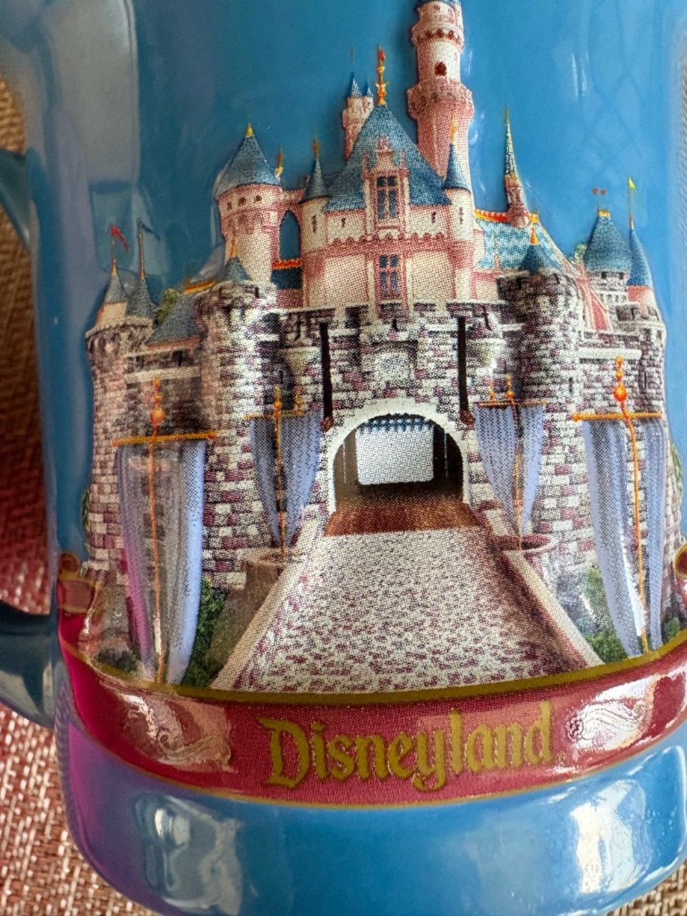 Disneyland 3D Sleeping Beauty Castle Tinker Bell Blue Coffee Mug Cup Vintage - Picture 9 of 12